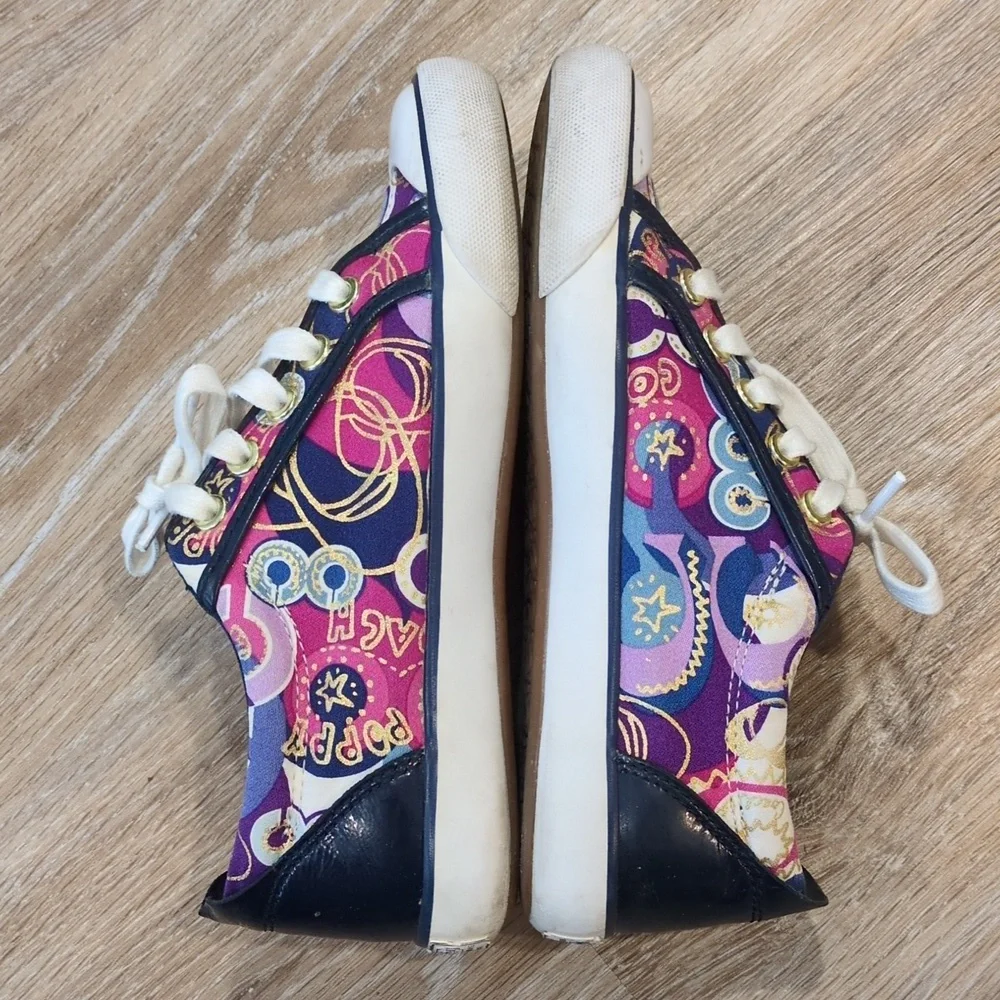 💗💙Coach Women's Pink and Purple Patterned Sneakers size 5.5💗💙 GORGEOUS!!!💙 - Picture 7 of 11